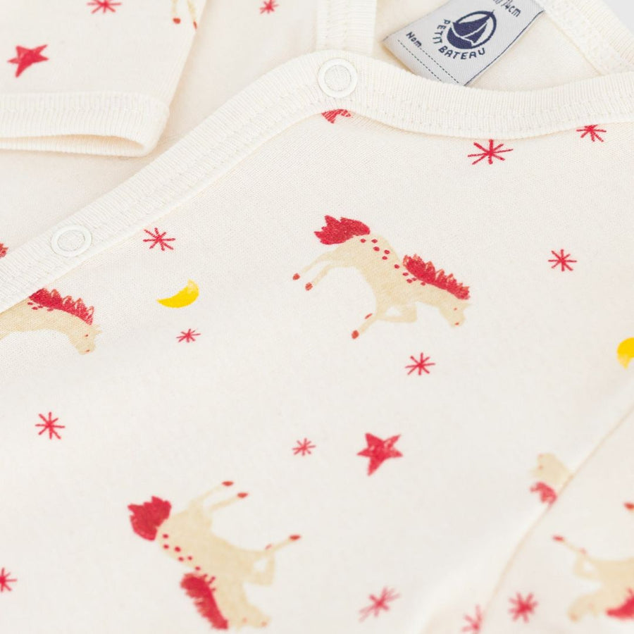 Footless Horses Cotton Baby Sleepsuit - Parkette.