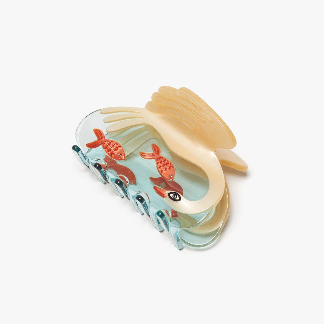 White Swan Hair Claw in Crystal Clear Blue Acetate - Parkette.