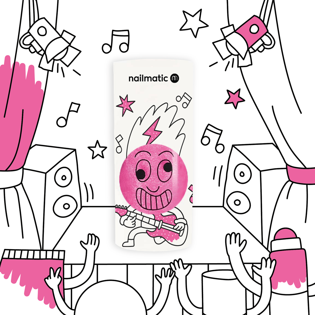 Nailmatic Kids Pinky Neon Pink Glitter Water-Based Nail Polish - Parkette.