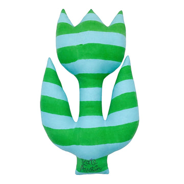 Tulip Pillow in Blue Green Cabana Stripe - Parkette.