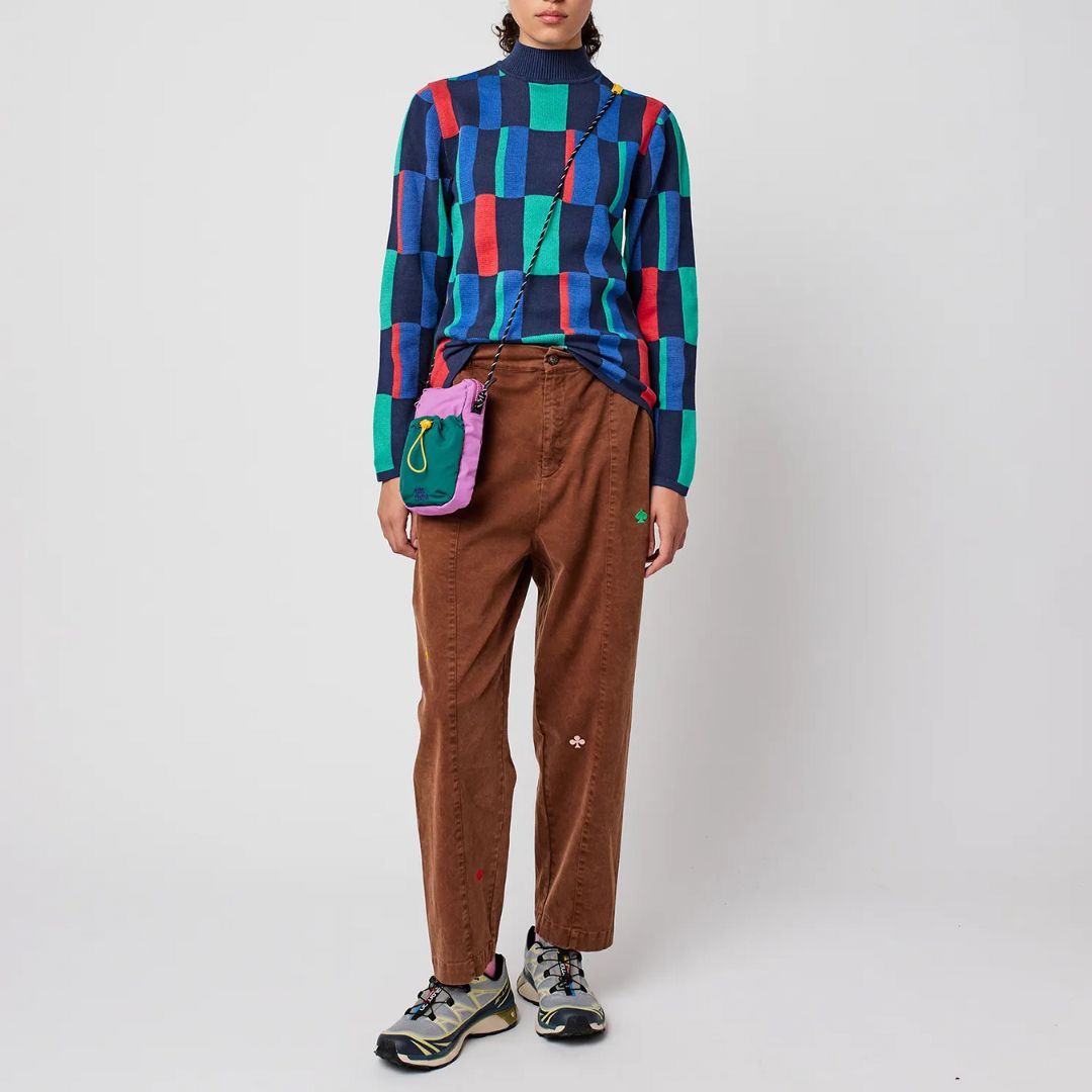 Womens Brown Embroidery Cocoon Pants - Parkette.