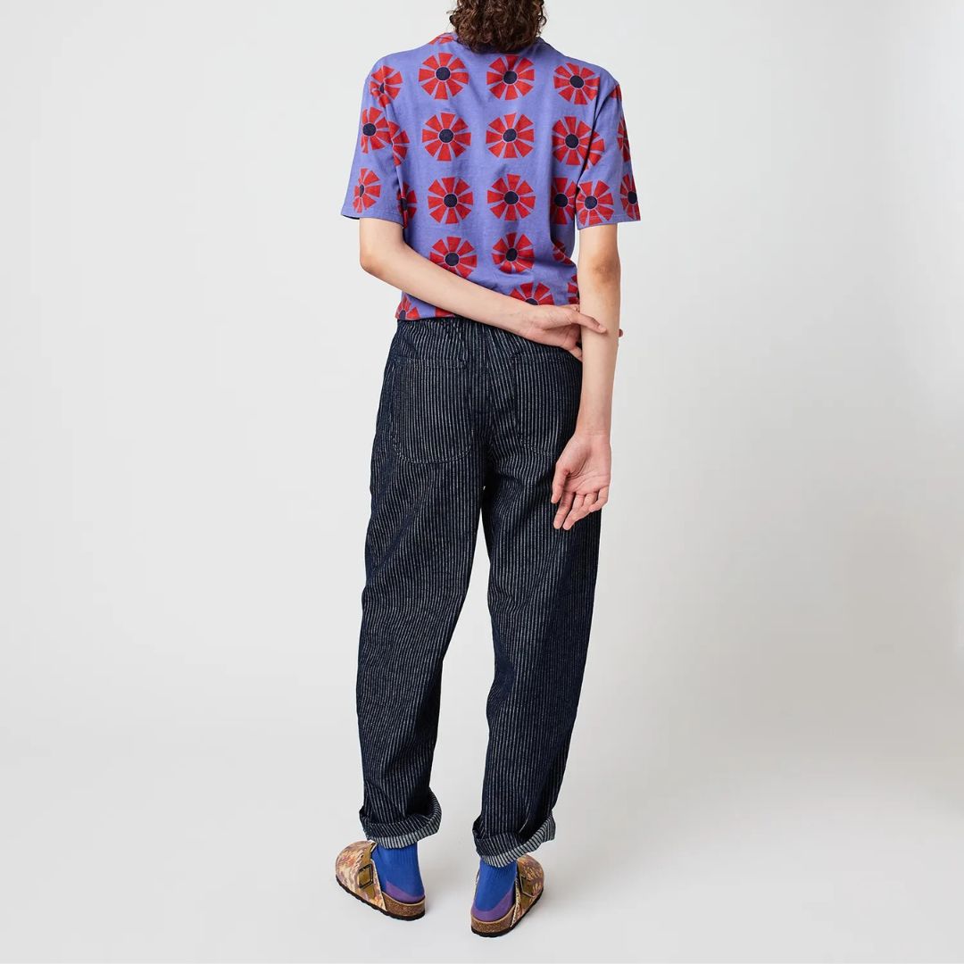 Flower Pattern Fitted T-Shirt - Parkette.