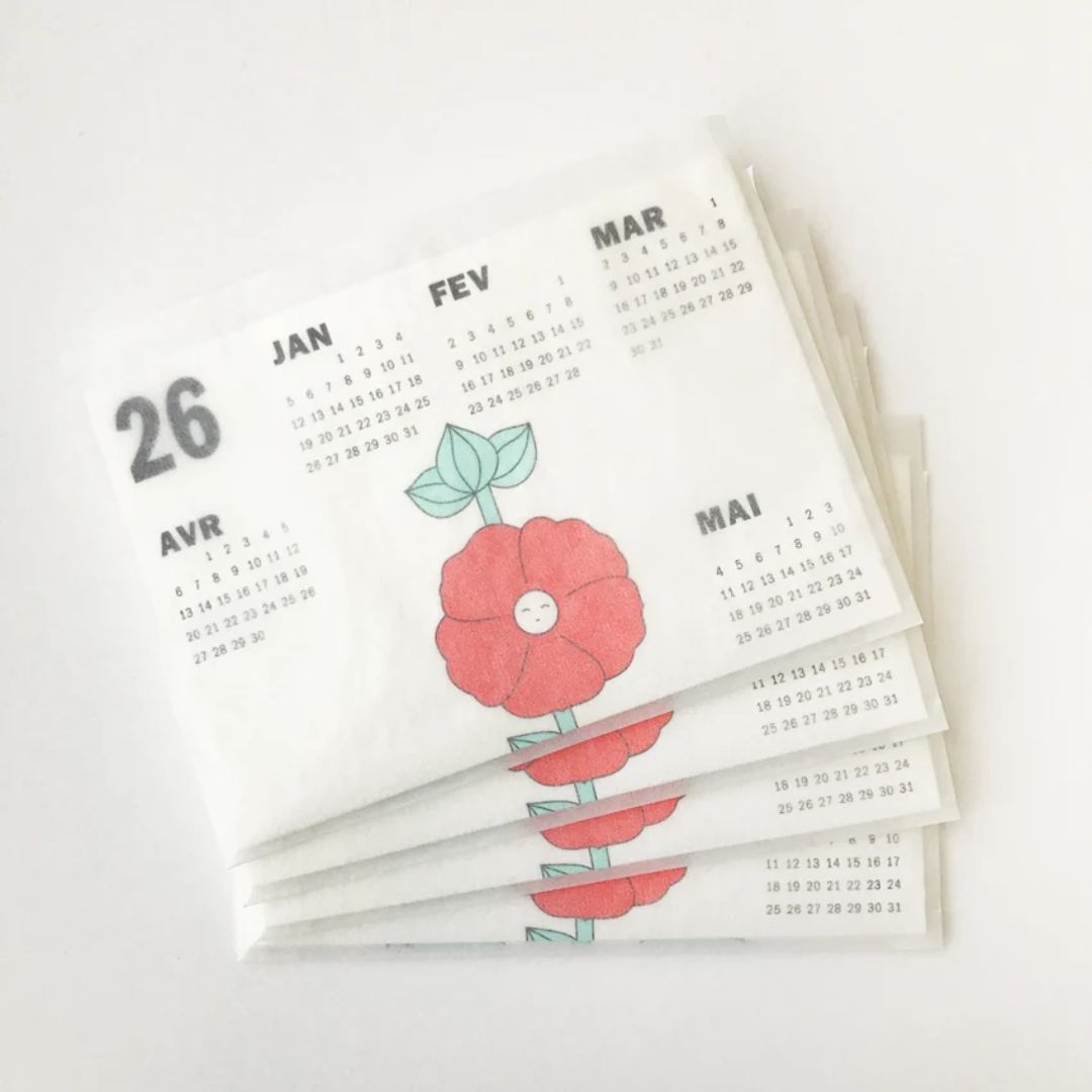 Papier Mobile Hollyhock 2026 Riso Print Calendar