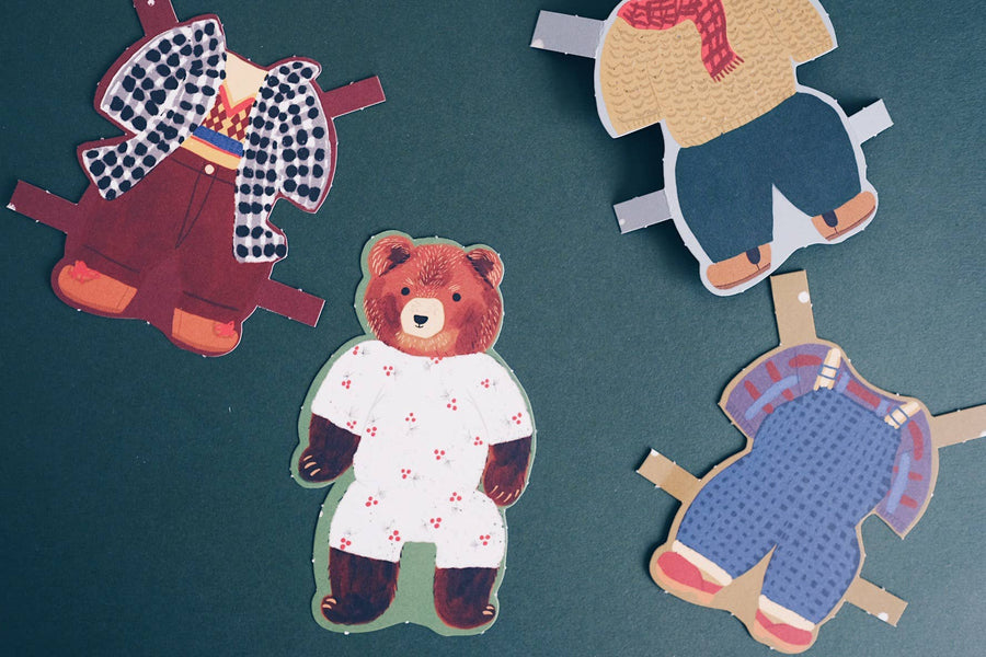 Bear Paper Doll Holiday Card - Parkette.
