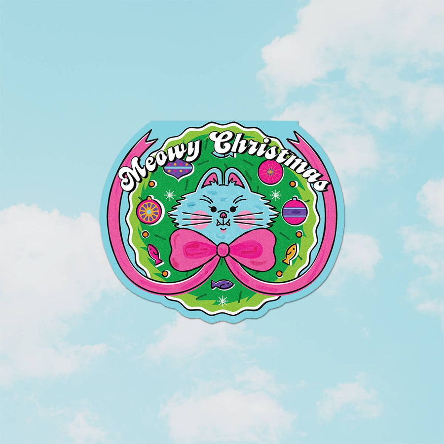 Meowy Christmas Wreath Greeting Card - Parkette.