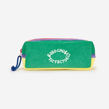 Tic Tac Toe Color Block Corduroy Pencil Case - Parkette.