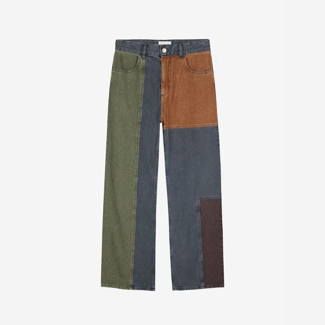 Womens Color Block Denim Pants - Parkette.
