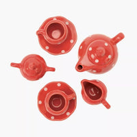 La Grande Famille Red Ceramic Tea Set