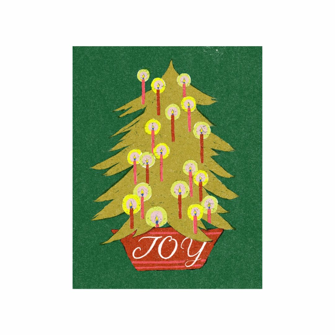 Joy Candle Tree Card