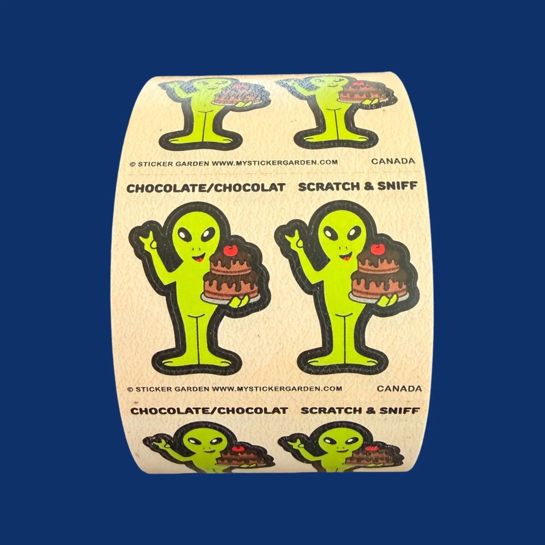 Alien Chocolate Scent Scratch and Sniff Sticker Sheet