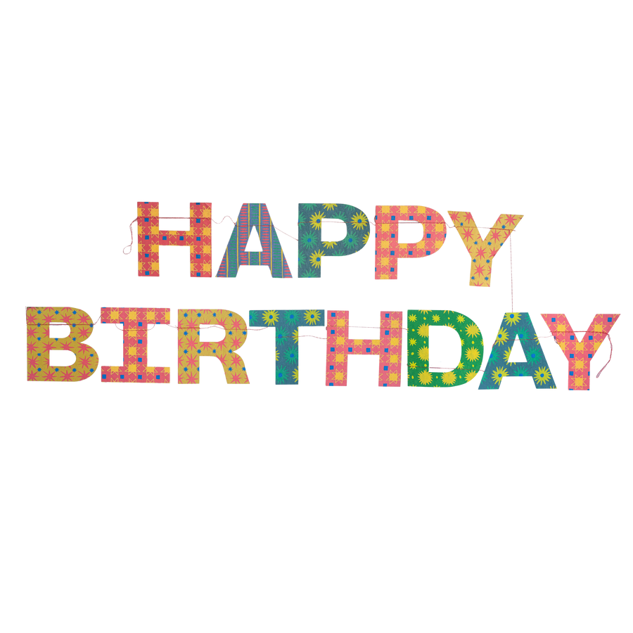 Bright Happy Birthday Sewn Garland - Parkette.