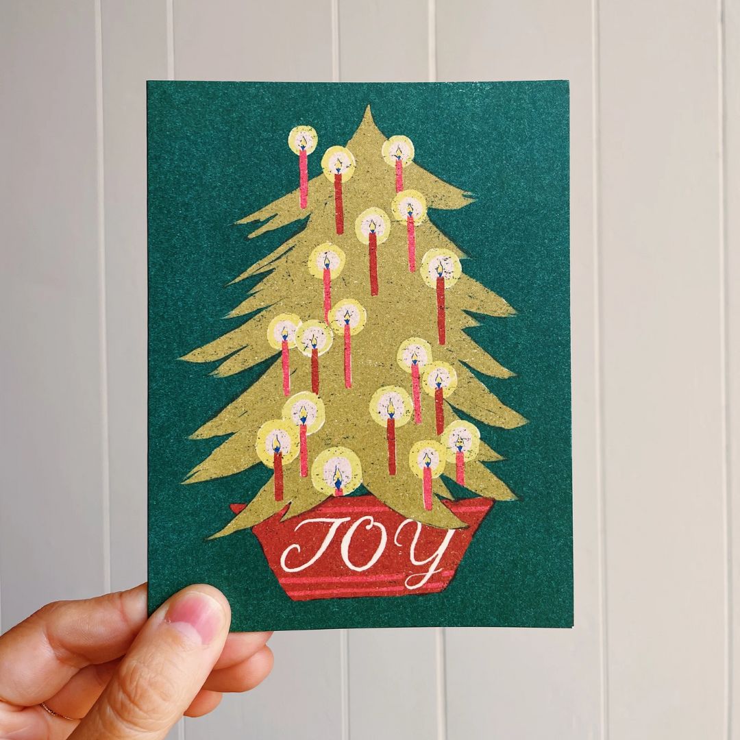Joy Candle Tree Card