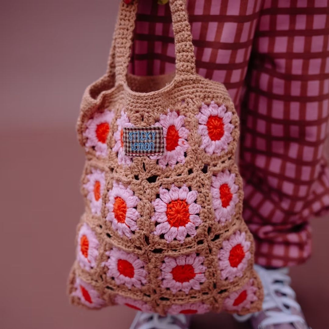 Flower Crochet Bag - Campfire Orange