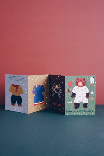 Bear Paper Doll Holiday Card - Parkette.