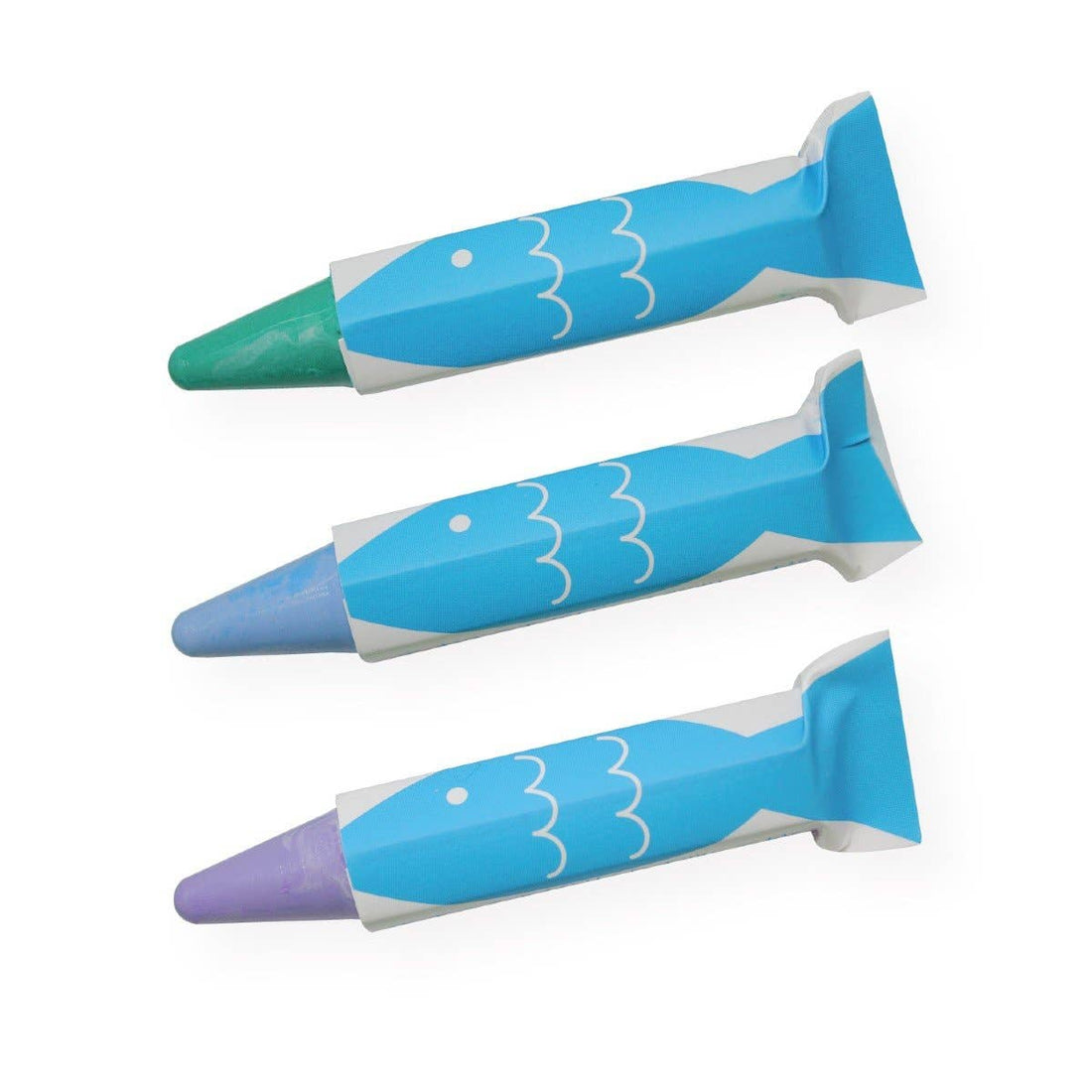 Kitpas Bath Crayons 3 Colors - Fish (Purple, Blue, Green) - Parkette.