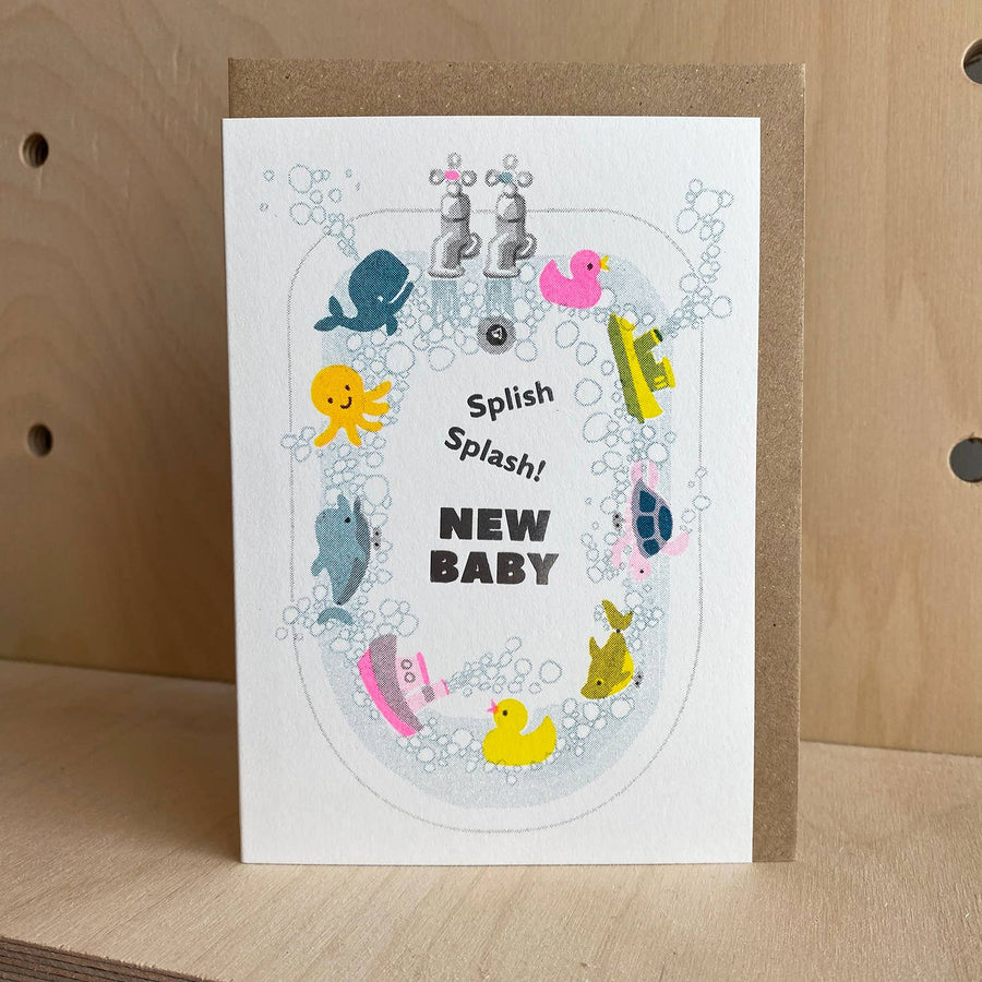 Splish Splash Riso Baby Card - Parkette.