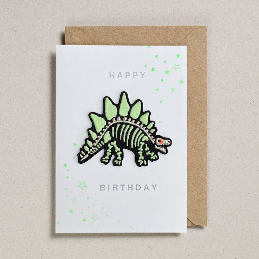 Dinosaur Skeleton Patch Birthday Card - Parkette.