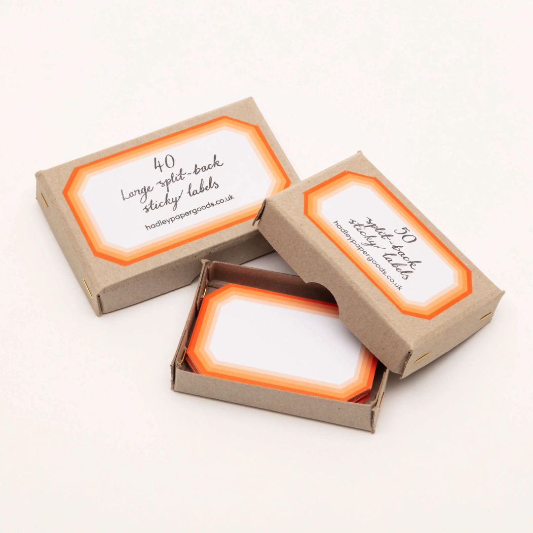 Small Geometric Orange Labels