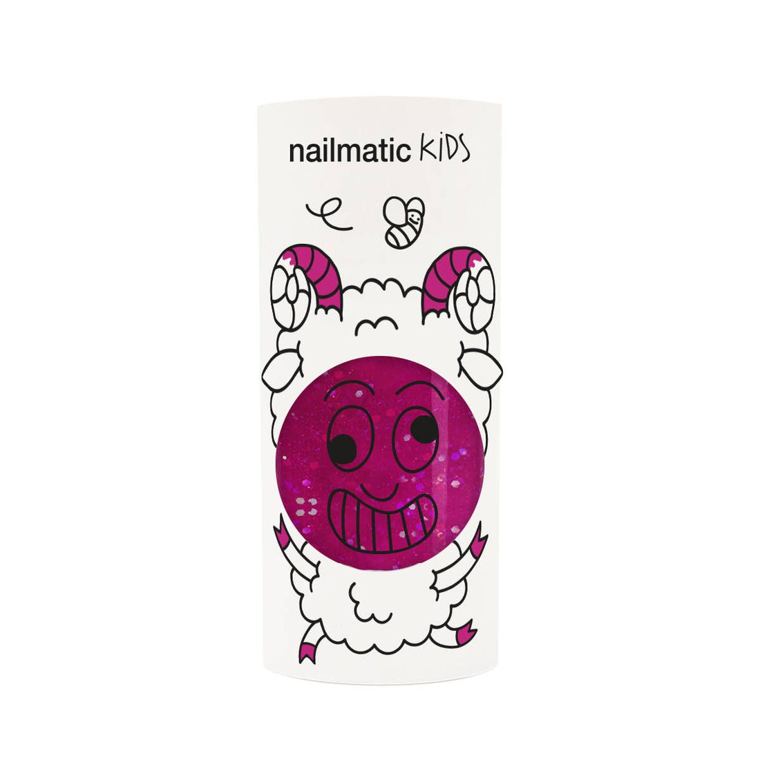 Nailmatic Kids Sheepy Clear Raspberry Glitter Water-Based Nail Polish - Parkette.