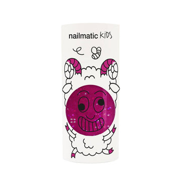 Nailmatic Kids Sheepy Clear Raspberry Glitter Water-Based Nail Polish - Parkette.