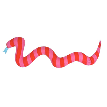 Snake Pillow in Pink Red Cabana Stripe - Parkette.