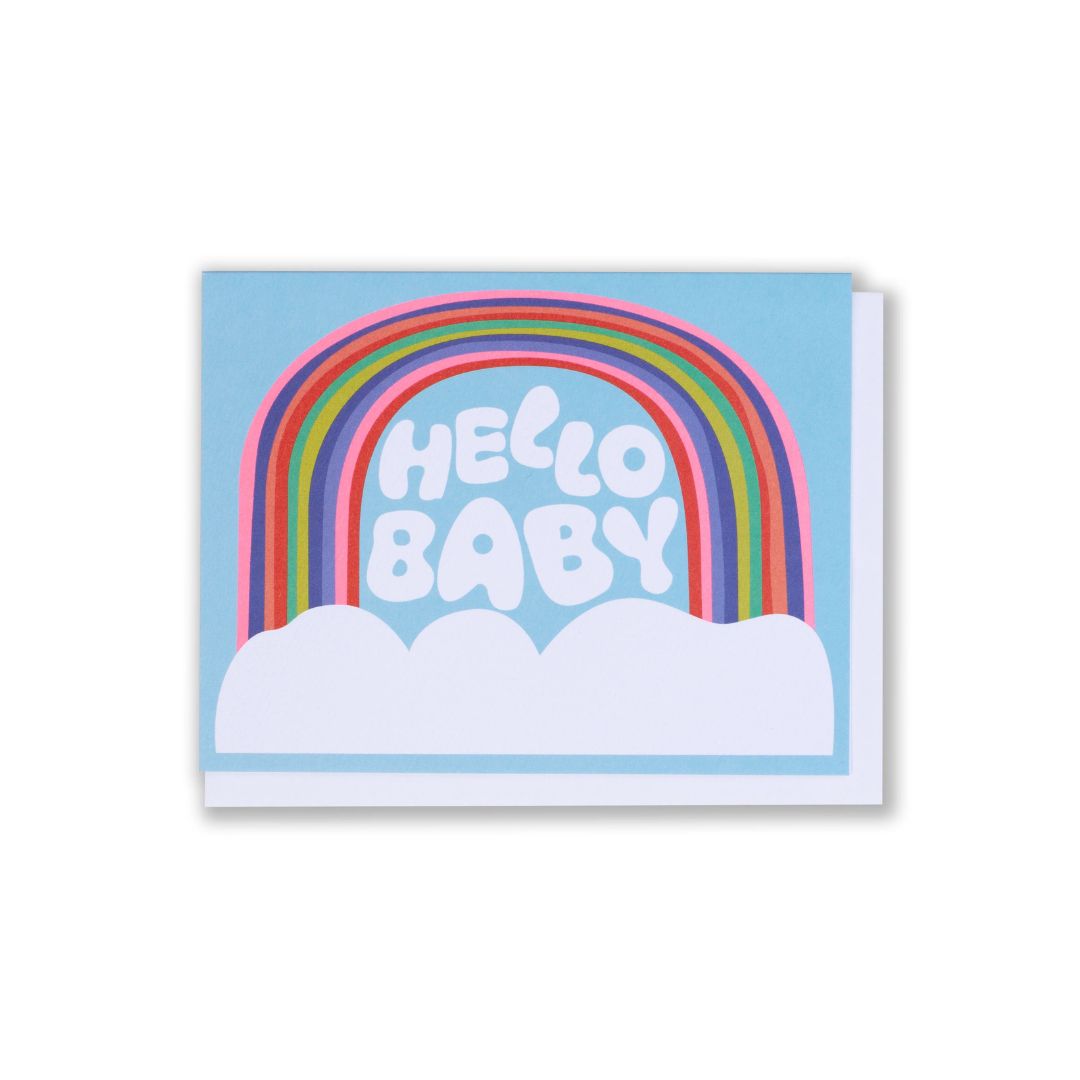 Hello Baby Rainbow and Clouds Card - Parkette.