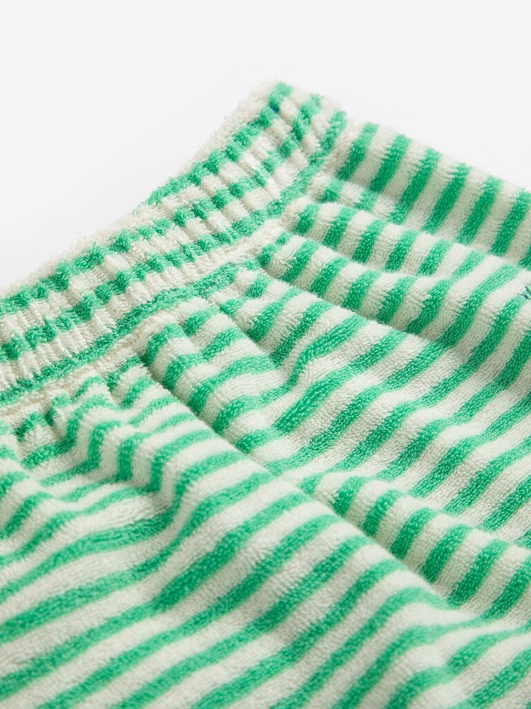 Baby Green Stripes Terry Cloth Harem Pants - Parkette.