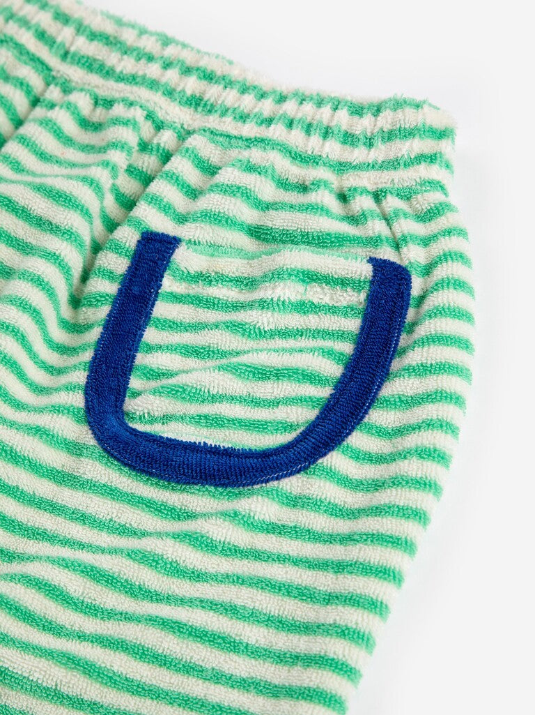 Baby Green Stripes Terry Cloth Harem Pants - Parkette.