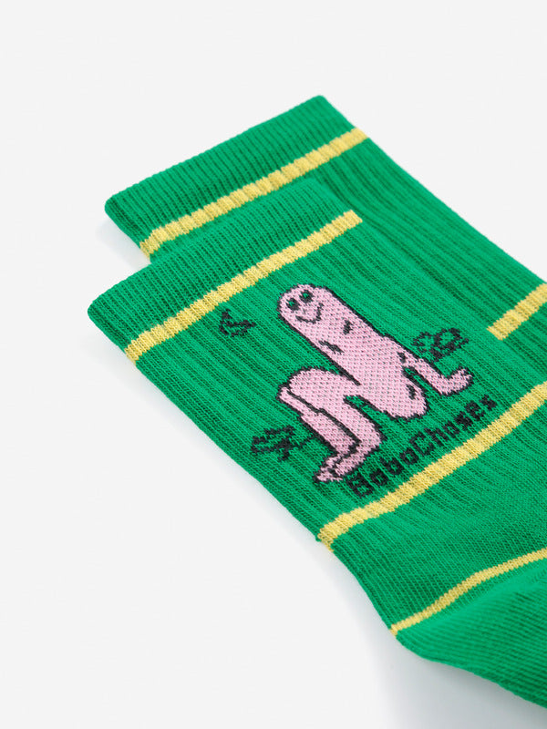 Long Puff Short Socks — Green
