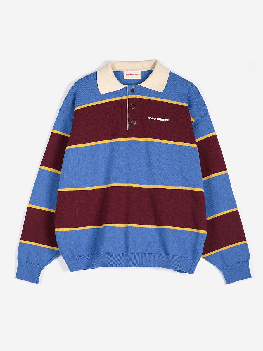 Striped Cotton Polo Jumper