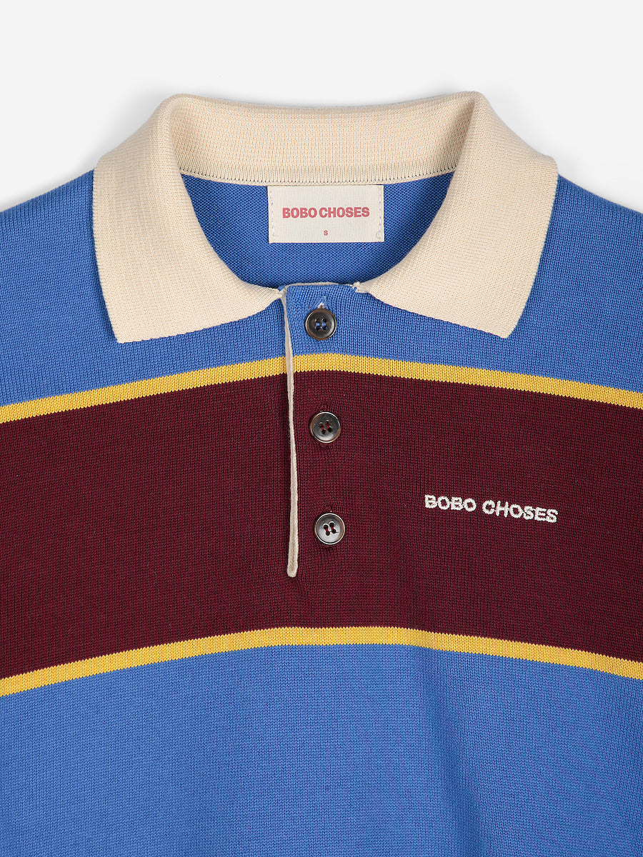 Striped Cotton Polo Jumper