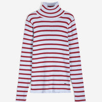 Striped Turtleneck Wool-Cotton Jumper