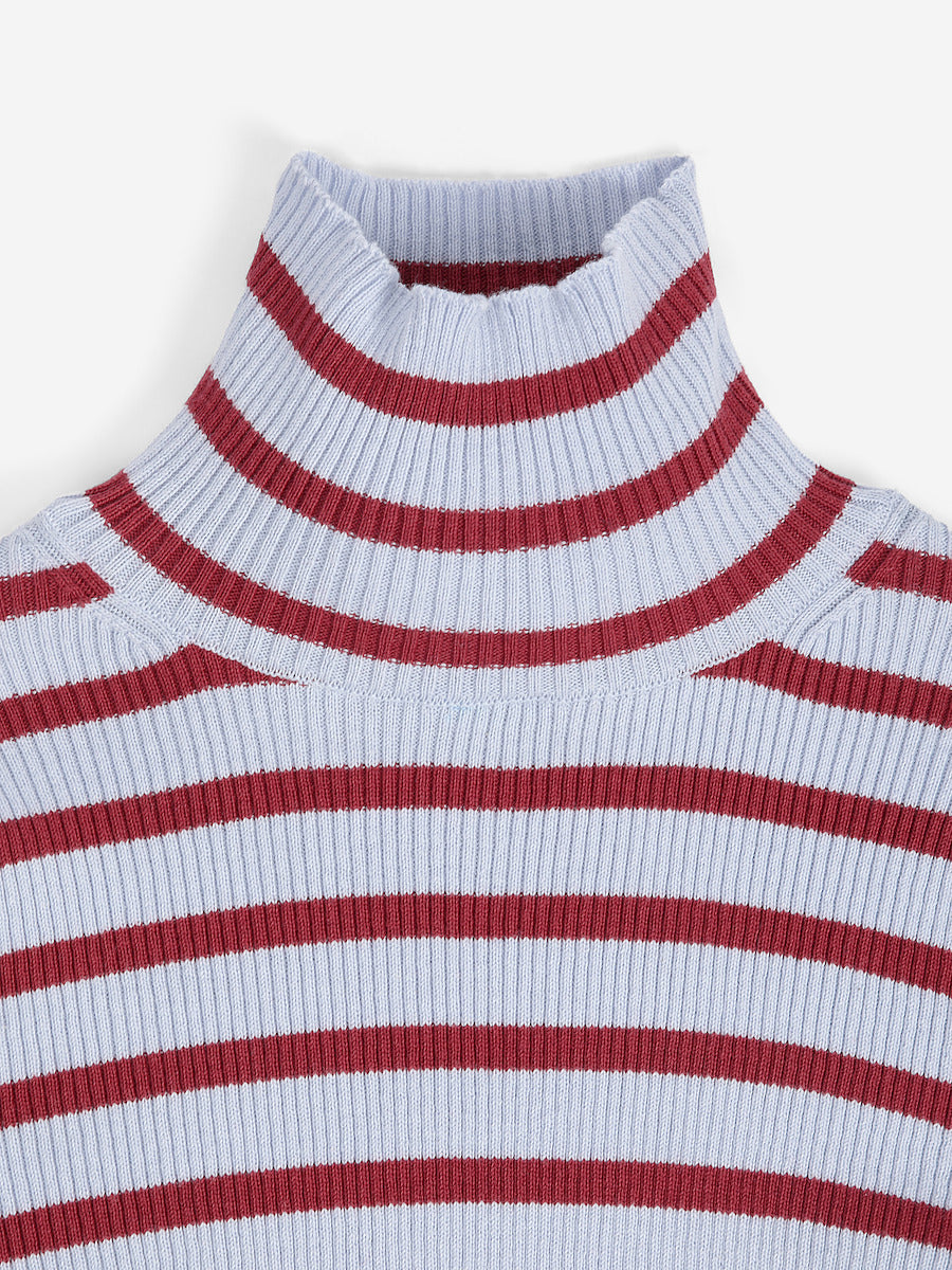 Striped Turtleneck Wool-Cotton Jumper