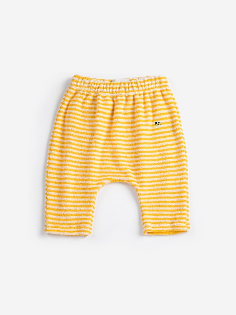 Baby Yellow Stripes Terry Cloth Harem Pants - Parkette.