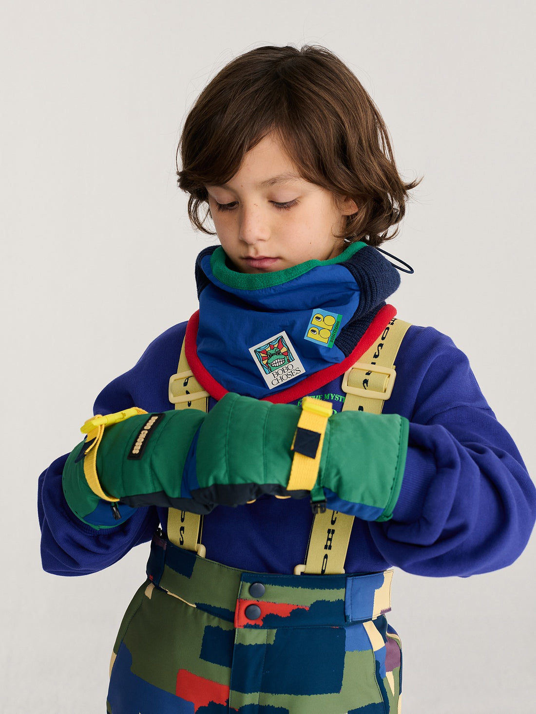 Bobo Choses Color Block Neck Warmer - Blue and Navy