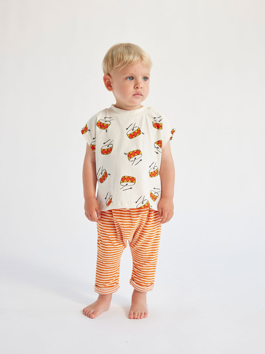 Baby Orange Stripes Terry Harem Pants - Parkette.