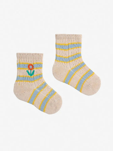 Baby Flower Stripes short socks - Parkette.