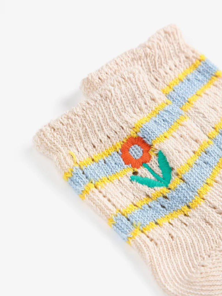 Baby Flower Stripes short socks - Parkette.