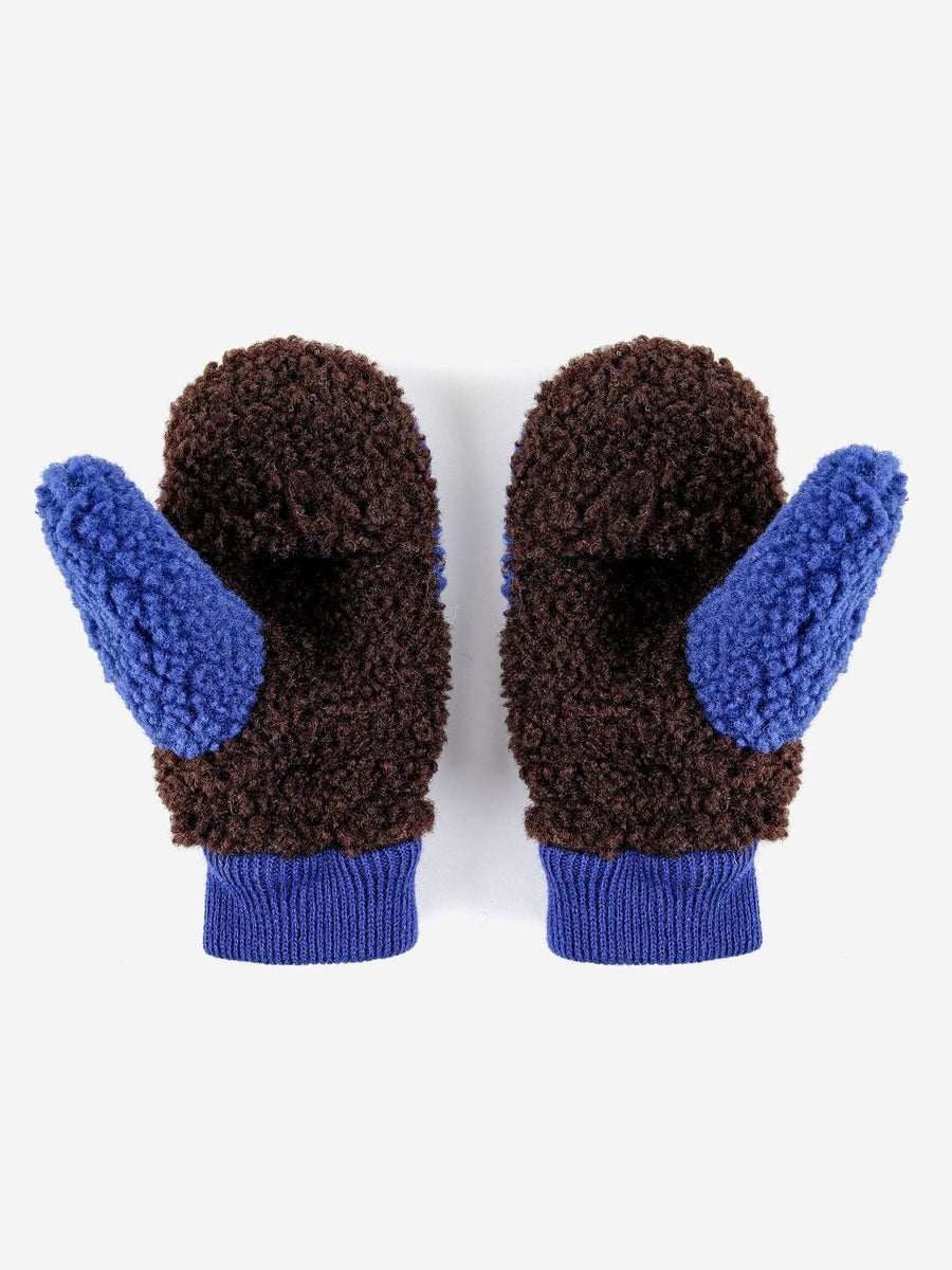 Sheepskin Color Block Blue Gloves - Parkette.