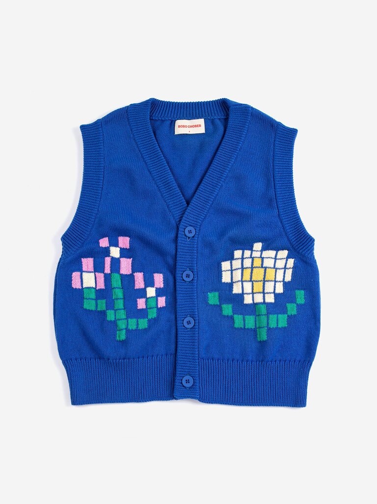 Pixel Flowers Cotton Vest