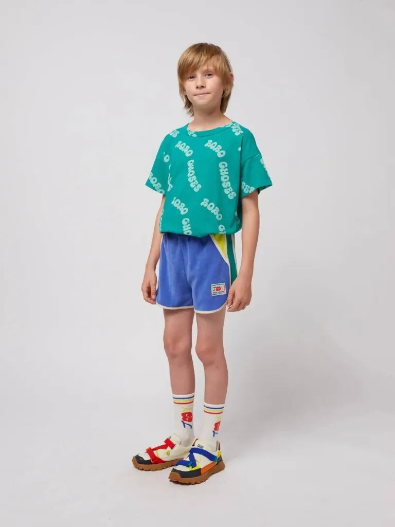 Kids Smiling Color Block Terry Cloth Shorts - Parkette.