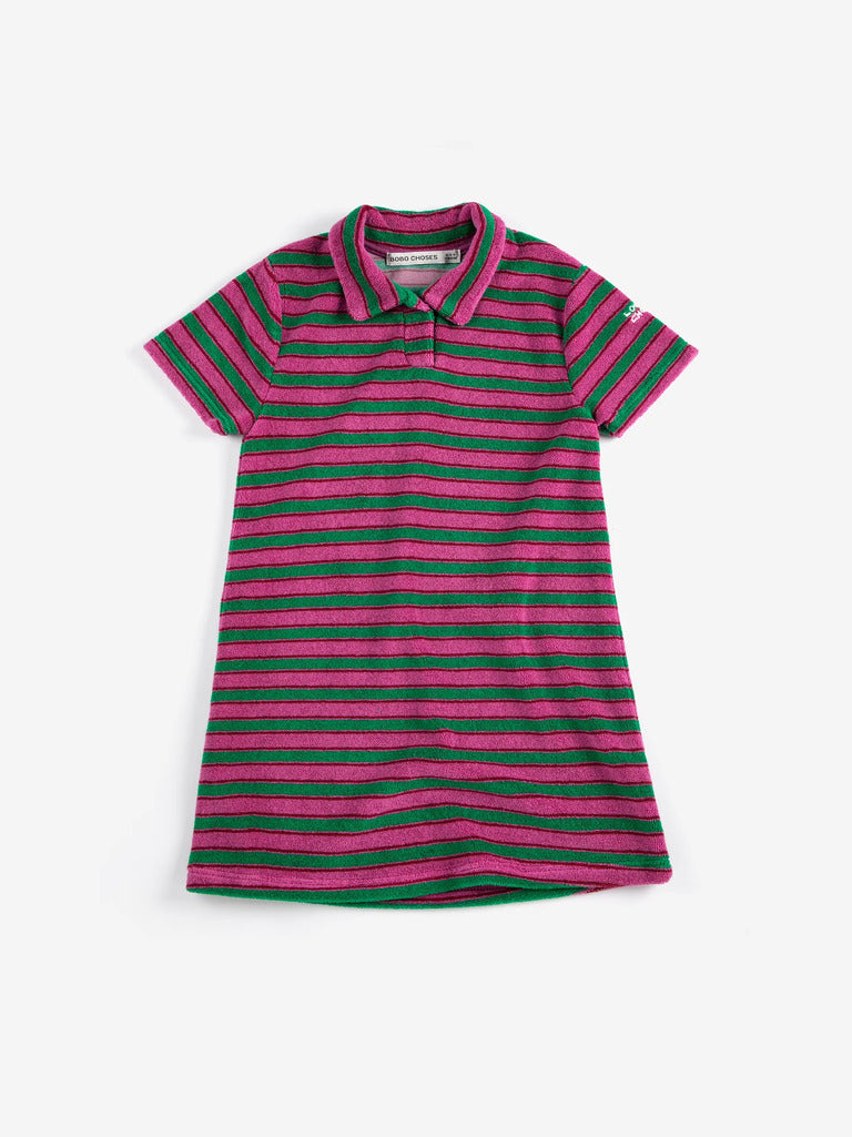 Kids Striped Terry Cloth Polo Dress - Parkette.