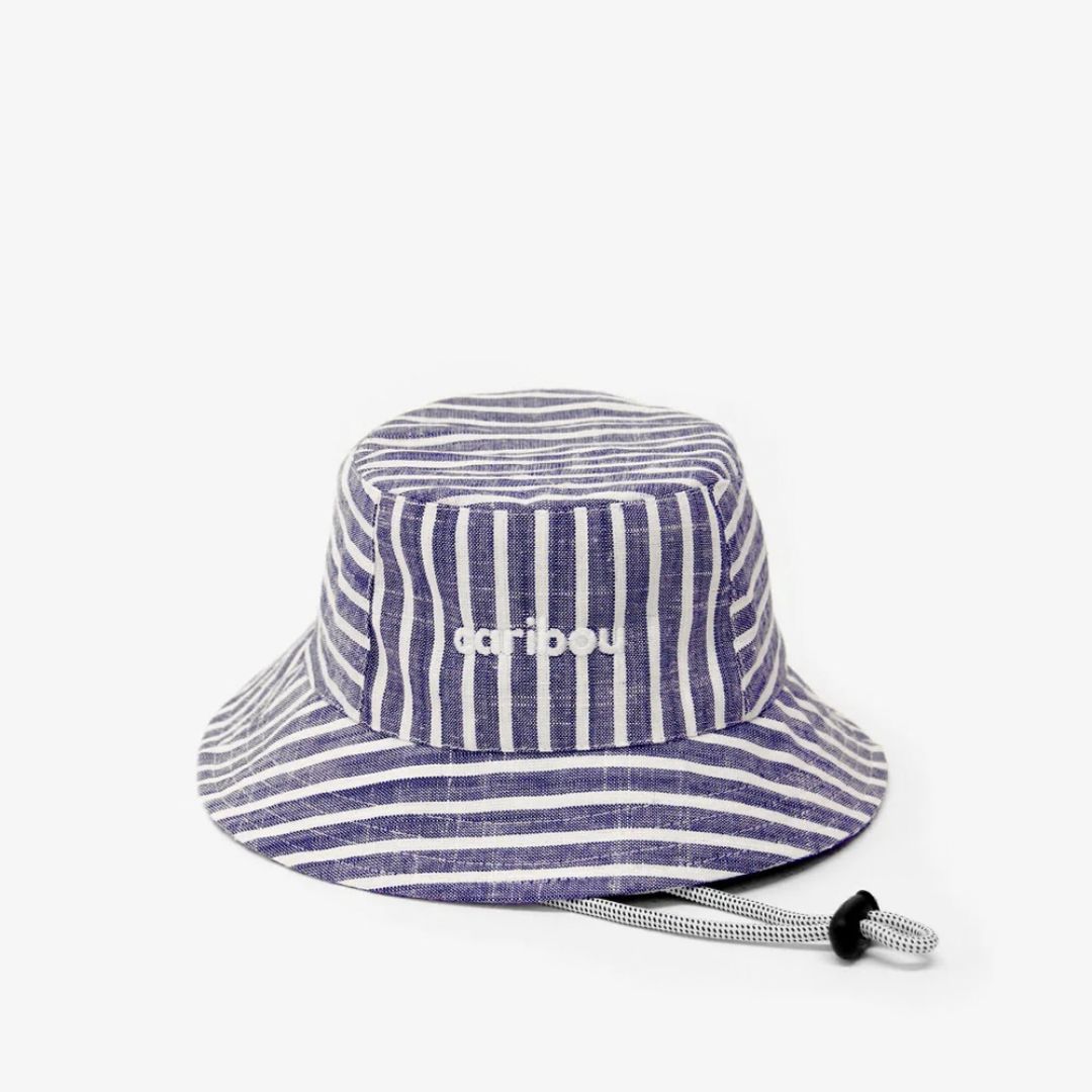 Caribou Linen Bucket Hat — Striped Indigo - Parkette.