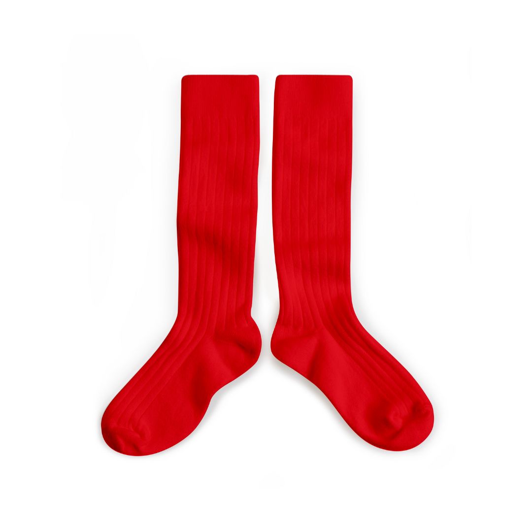 La Haute Women's Ribbed Knee-High Socks - Poppy