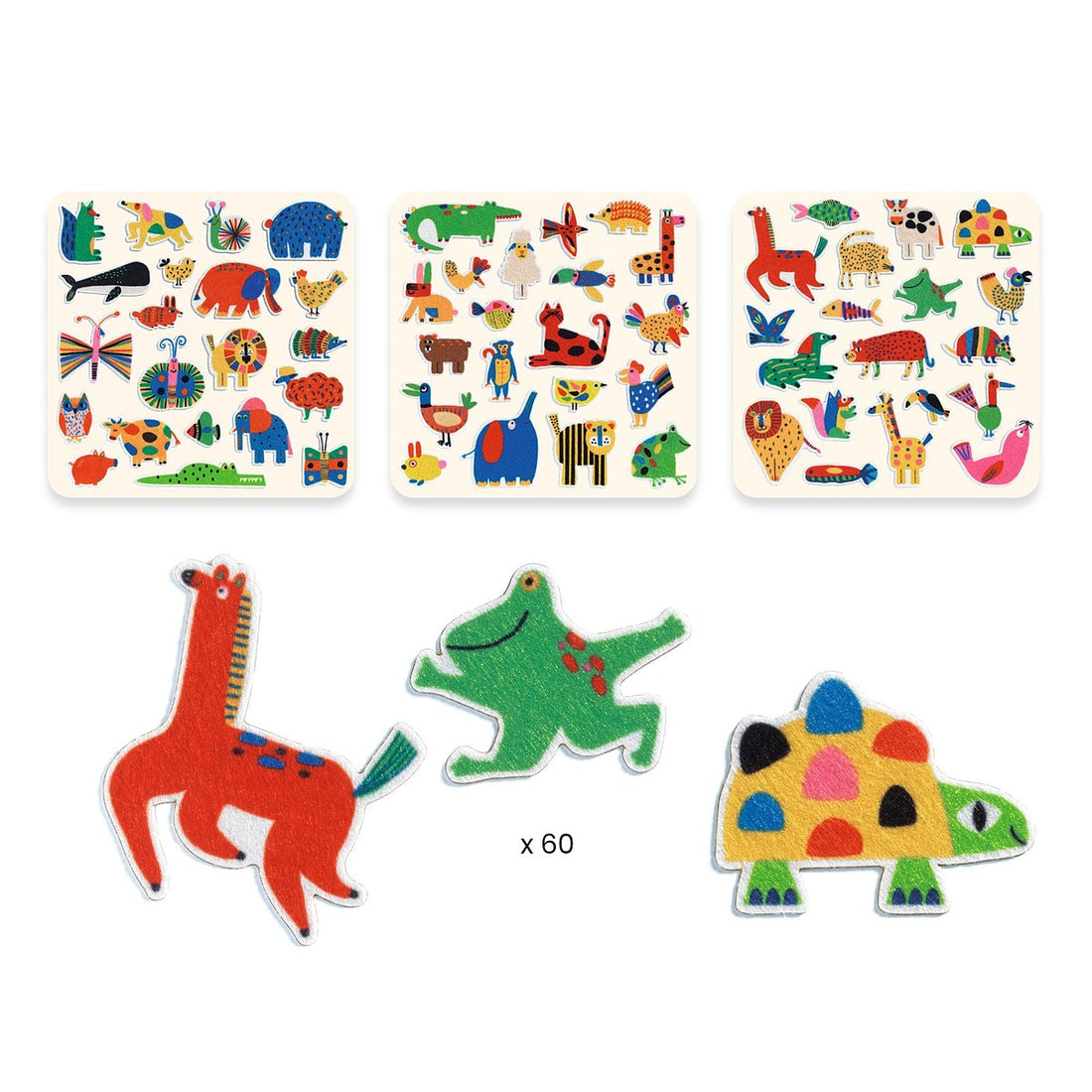 60 Felt Stickers: Animals Everywhere