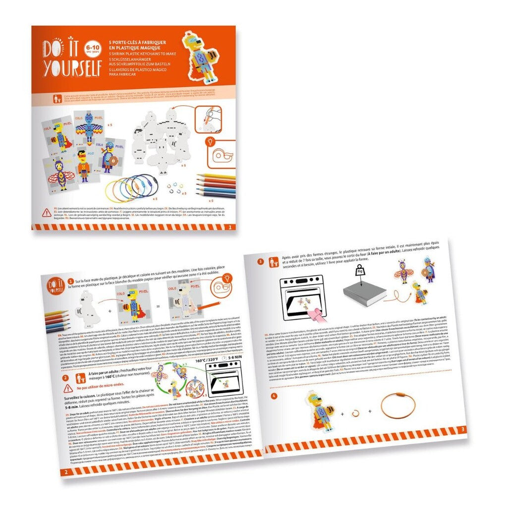 Do It Yourself - Pixel Art Heroes Shrink Plastic Keychains - Parkette.