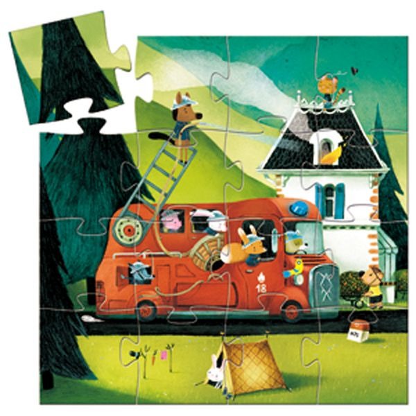 Silhouette Puzzle - Fire Truck (16 pcs) - Parkette.