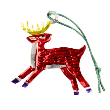Red Reindeer Tin Decoration - Parkette.
