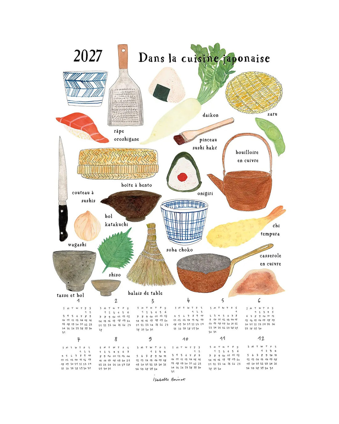 Dans La Cuisine Japonaise 2027 Linen Calendar - Parkette.