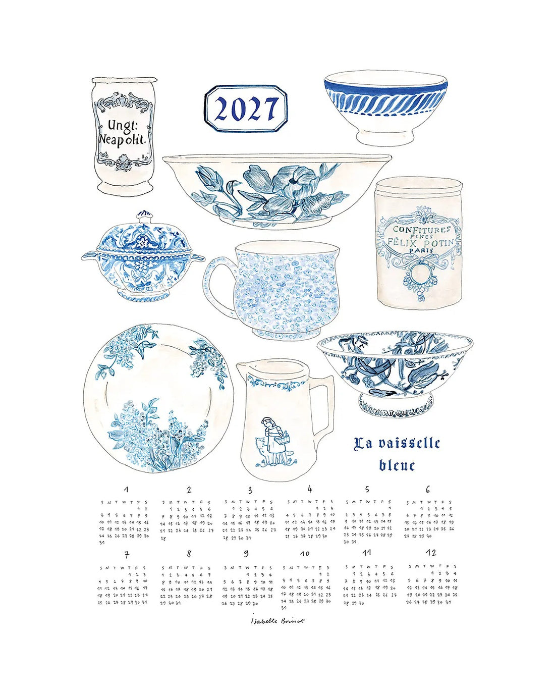 La Vaisselle Bleue 2027 Linen Calendar - Parkette.
